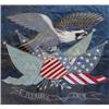 Image 1 : SILK EMBROIDERY OF THE AMERICAN SEAL 19th Century. The screaming bald eagle holding various flags...