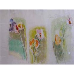 HOBSON PITTMAN (American. 1899-1972) "Three Floral Groups". Signed Hobson Pittman and dated '70 u...