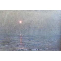 THOMAS ALEXANDER HARRISON (American. 1853-1930) "Twilight". Signed A. Harrison l/r. Oil on Canvas...