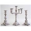 Image 1 : SET OF THREE CONTINENTAL SILVER CANDLE GARNITURE German. 19th Century. (.800 Fine) Comprising: fi...