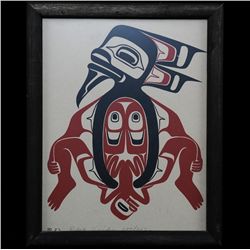 Robert Davidson Serigraph of Sara's Birth Announcement '73 (Robert's First Child)  289/503  6 1/4"x 