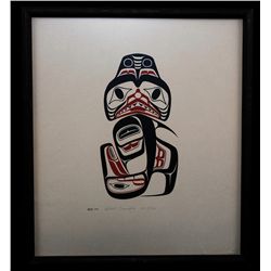 Robert Davidson Dogfish Serigraph '74  205/330  11 7/8"x 13 1/4" Framed  Fine Condition
