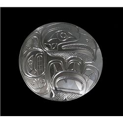 Northwest Coast Silver Pendant Eagle Design by Travis Henry 1 3/4" D.  Fine Condition