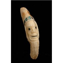 Whale Tooth with Carved Shaman, Abalone Inlay by Barry Wilson - Tooth Collected Fort Simpson 1939  3