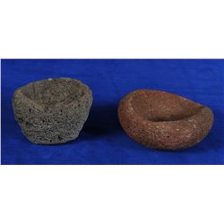 Two Northwest Coast Stone Bowls 3 1/2" W. and 4 1/2" W.