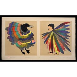 Inuit Lithograph "Proud Match" by Kakula 7/50 - Cape Dorset 2006  16"x 28"  Good Condition