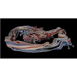 Seven Woven Wool and Cotton Tump Lines 96" L. - 108" L.  Fine Condition