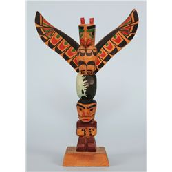 Ellen Neel Totem "Totem World" - Signed 9 1/2" H. 6 1/2" W.  Good Condition