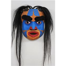 Russel Smith Carved Northern Human Face Mask Signed Awasatlas 1988  10 3/4" H. 9" W.  Good Condition