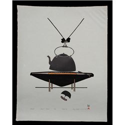 Inuit Stonecut Stencil Print "Tiliutuk" by Mary Pudlat 12/50 - Cape Dorset 1991  20"x 25 3/4"  Fair 