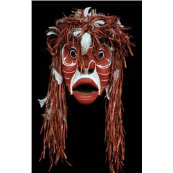 Articulated Sneezer Mask, Cedar Bark Trim by Silas Coon 16" H. 11" W.  Good Condition