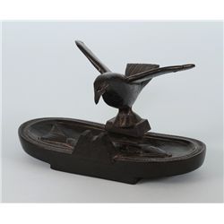 Rufus Moody Argillite Dish Carved with a Fish and a Mounted Bird 5 7/8" W. 3 1/2" H.  Good Condition