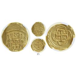 Mexico City, Mexico, cob 2 escudos, (1715J), from the 1715 Fleet, encapsulated NGC MS 61.