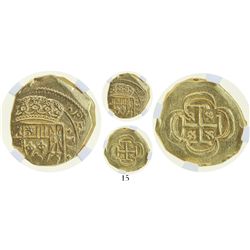 Mexico City, Mexico, cob 2 escudos, (1715J), from the 1715 Fleet, encapsulated NGC AU 55.
