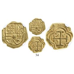 Bogota, Colombia, cob 2 escudos, Philip IV, assayer A to left below mintmark NR (ca. 1635), from the