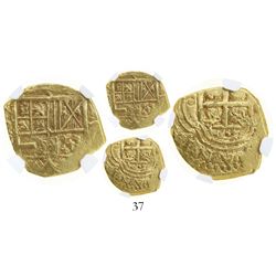 Bogota, Colombia, cob 2 escudos, Philip IV, assayer not visible (A), dots outside bars of cross (dis