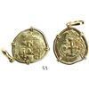 Image 1 : Bogota, Colombia, cob 2 escudos, Philip V, assayer M (1732-44), mounted in 18K pendant-bezel.