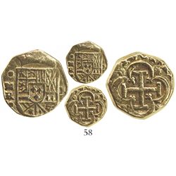 Madrid, Spain, cob 2 escudos, 1701BR, very rare, Calico Plate Coin.