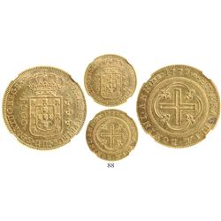 Brazil (struck in Lisbon), 4000 reis, Maria I and Pedro III, 1779, encapsulated NGC MS 62, tied for 