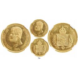 Brazil, 20000 reis, Pedro II, 1851, small bust, encapsulated NGC MS 64, finest known in NGC census b