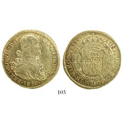 Popayan, Colombia, bust 8 escudos, Ferdinand VII (bust of Charles IV), 1813JF.