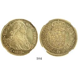 Popayan, Colombia, bust 8 escudos, Ferdinand VII (bust of Charles IV), 1818FM, encapsulated NGC AU 5