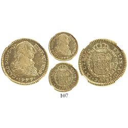 Popayan, Colombia, bust 1 escudo, Charles III, 1777SF, encapsulated NGC AU 55.