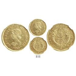 Popayan, Colombia, 1 escudo, 1825FM, encapsulated NGC AU 55.