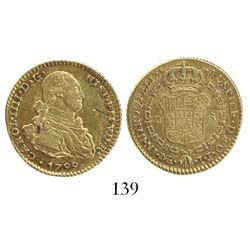 Lima, Peru, bust 2 escudos, Charles IV, 1799IJ.