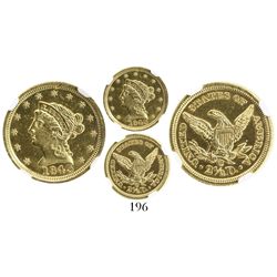 USA (Charlotte mint), $2.50 coronet Liberty, 1843-C, large date, encapsulated NGC UNC details / impr