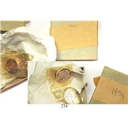 Lot of 2 USA (Philadelphia mint) five-coin Proof sets of 50c, 25c, 10c, 5c and 1c, dated 1953 and 19