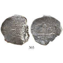 Mexico City, Mexico, cob 4 reales, Philip III, assayer not visible, Grade 1.