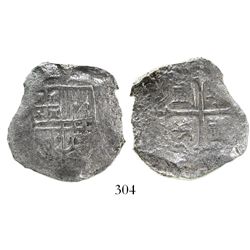 Mexico City, Mexico, cob 4 reales, Philip III, assayer not visible, Grade-2 quality but no Grade on