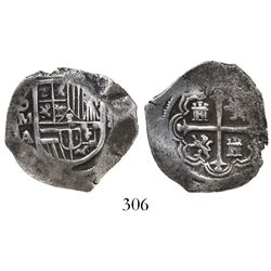 Mexico City, Mexico, cob 2 reales, Philip III, assayer A/F, Grade 1, pedigreed to the Atocha Researc