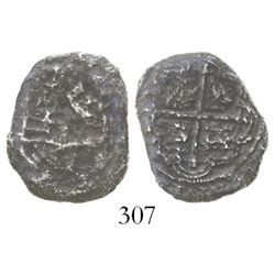 Mexico City, Mexico, cob 2 reales, Philip II or III, assayer not visible, fragment (2 points), hand-