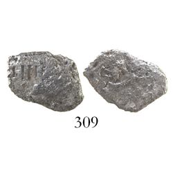 Mexico City, Mexico, cob 1 real, Philip III, assayer not visible, Grade 3, rare denomination for thi
