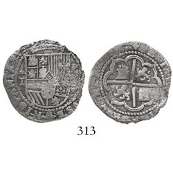 Lima, Peru, cob 1 real, Philip II, assayer Diego de la Torre, *-I to left, P-(oD) to right, pedigree