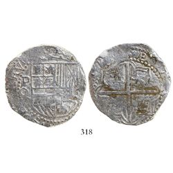 Potosi, Bolivia, cob 8 reales, Philip III, assayer Q, Grade 1.