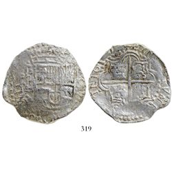 Potosi, Bolivia, cob 8 reales, 1617(M), Grade 1.