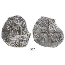 Potosí, Bolivia, cob 8 reales, 1618T/PAL, rare, Grade 2.