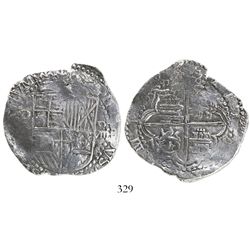 Potosi, Bolivia, cob 8 reales, Philip III, assayer not visible, Grade 1.