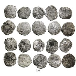 Lot of 10 Potosi, Bolivia, cob 8 reales, Philip III, assayers not visible, all Grade 3.