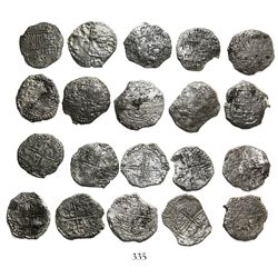 Lot of 10 Potosi, Bolivia, cob 8 reales, Philip III, assayers not visible, all Grade 3.
