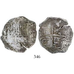Potosi, Bolivia, cob 4 reales, Philip III, assayer T, denomination as "o-4" with backwards 4 (1618),