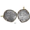 Image 1 : Potosi, Bolivia, cob 4 reales, Philip III, assayer T, Grade 1, mounted in 14K pendant-bezel.