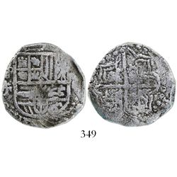 Potosi, Bolivia, cob 4 reales, Philip III, assayer T, Grade-1 quality, with original tag but certifi