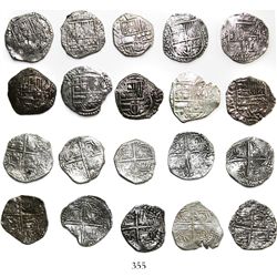 Lot of 10 Potosi, Bolivia, cob 4 reales, Philip III, various assayers (where visible), all Grade 1.