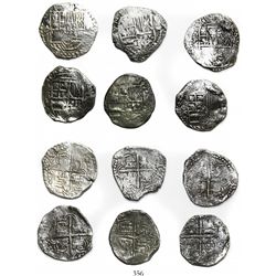 Lot of 6 Potosi, Bolivia, cob 4 reales, Philip III, various assayers (where visible), all Grade-1 qu