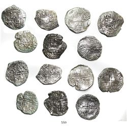 Lot of 7 Potosi, Bolivia, cob 4 reales, Philip III, various assayers (where visible), all Grade 2.