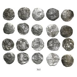 Lot of 10 Potosi, Bolivia, cob 4 reales, Philip III, various assayers (where visible), all Grade 2.